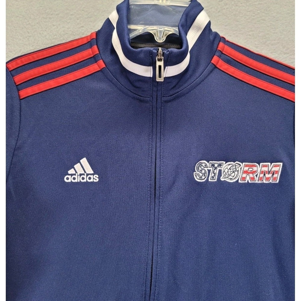 Adidas Storm Track Jacket Mens Navy Blue Red Full Zip Aeroready DW6764 Size S